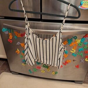 H&M Black and White Striped Crop Top